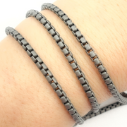 Black Rhodium Matt Sterling Silver Box Link Chain